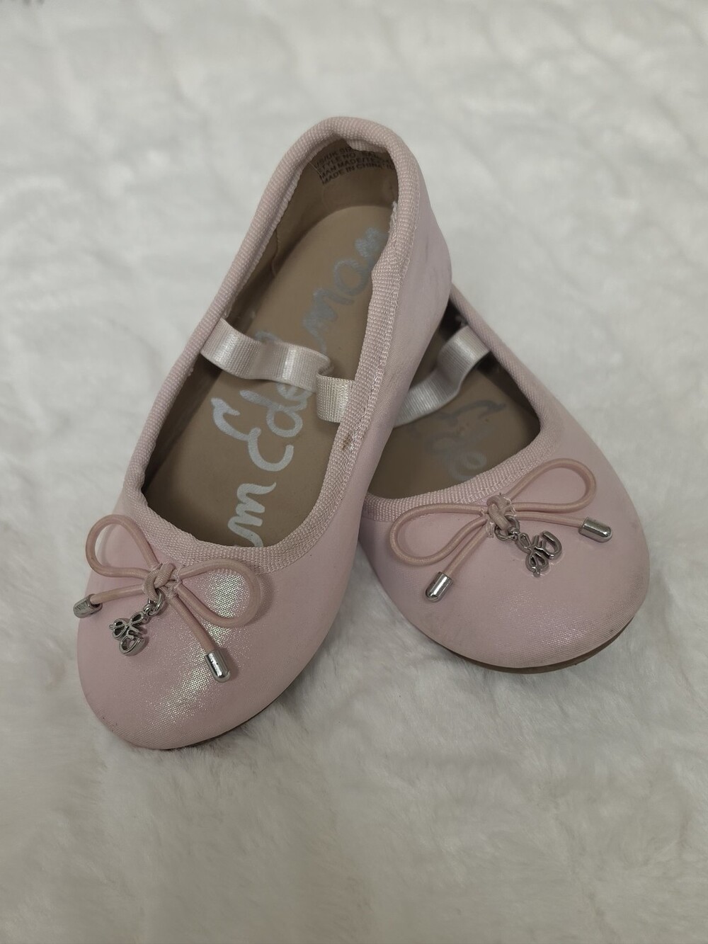Sam Edelman Girls' Light Pink Bow Ballet Flats